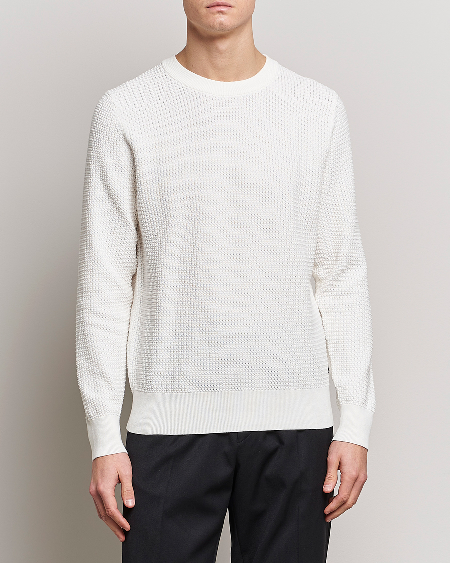 Herre | | J.Lindeberg | Arthur Structure Organic Cotton Crew Neck Cloud White