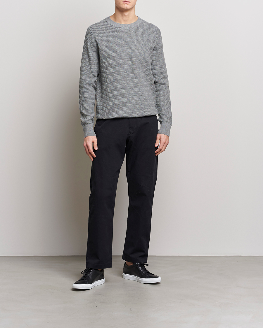 Herre | Gensere | J.Lindeberg | Arthur Structure Organic Cotton Crew Neck Light Grey
