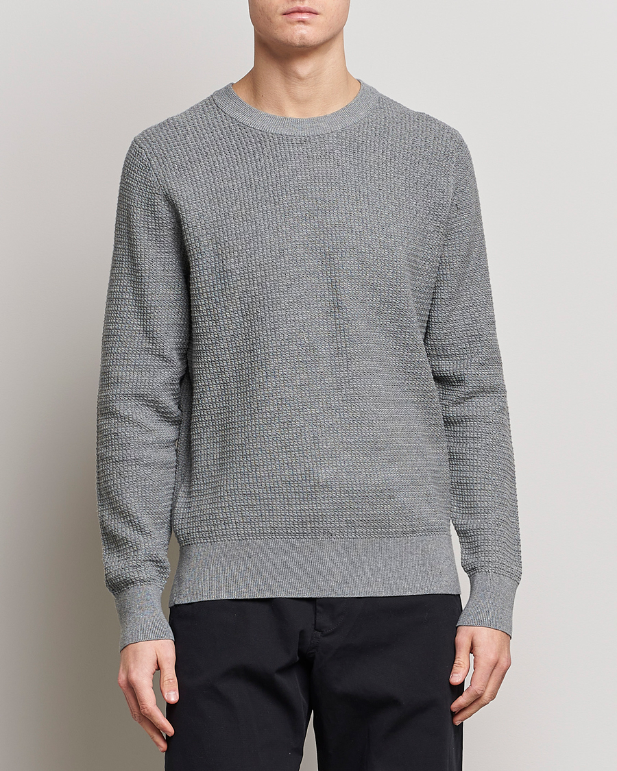 Herre | Gensere | J.Lindeberg | Arthur Structure Organic Cotton Crew Neck Light Grey