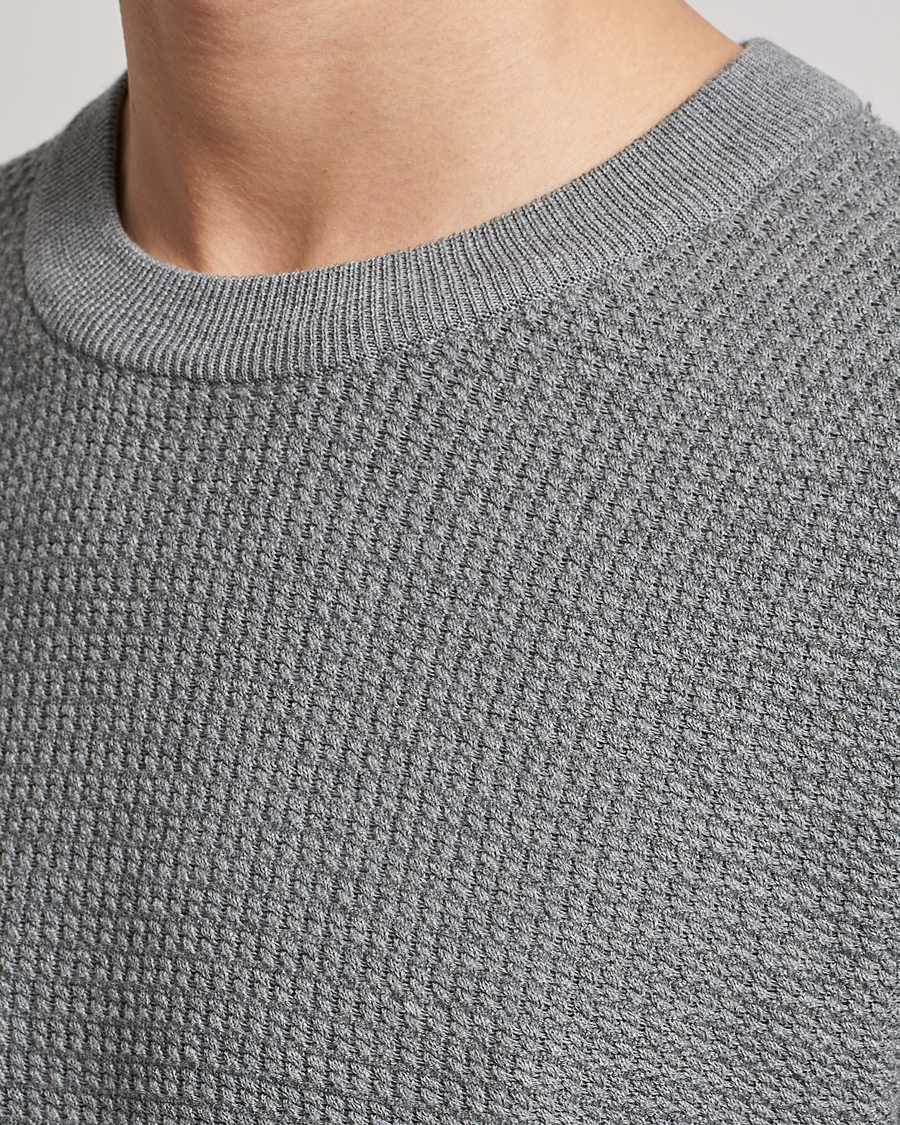 Herre | Gensere | J.Lindeberg | Arthur Structure Organic Cotton Crew Neck Light Grey