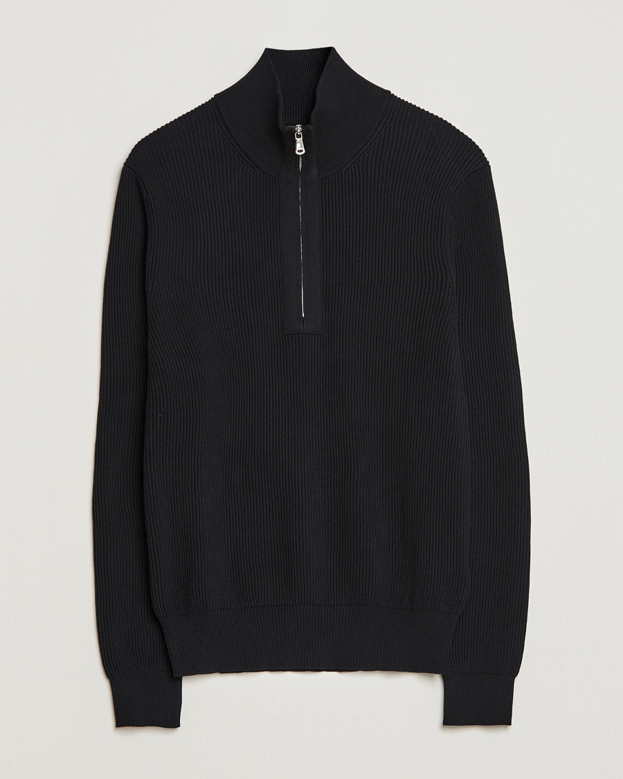 Herre | Gensere | J.Lindeberg | Alex Half Zip Organic Cotton Sweater Black