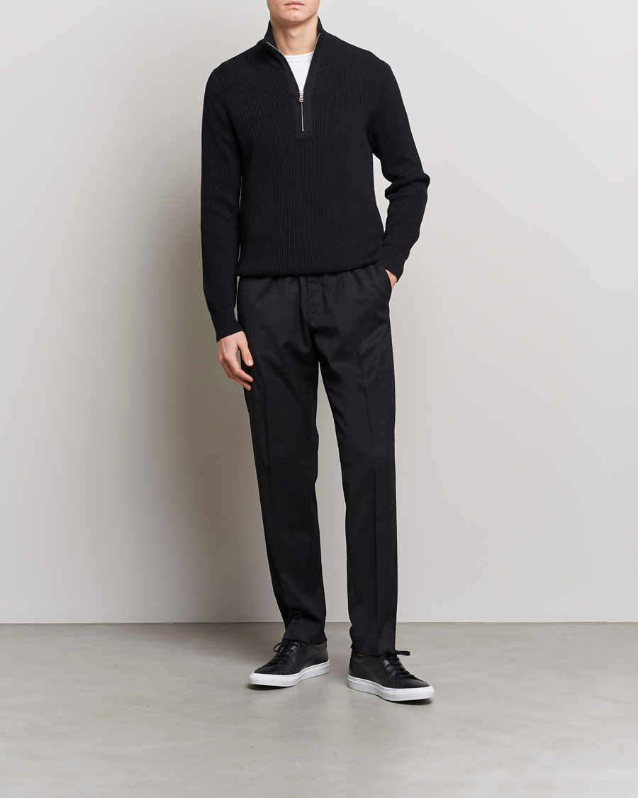 Herre | Gensere | J.Lindeberg | Alex Half Zip Organic Cotton Sweater Black