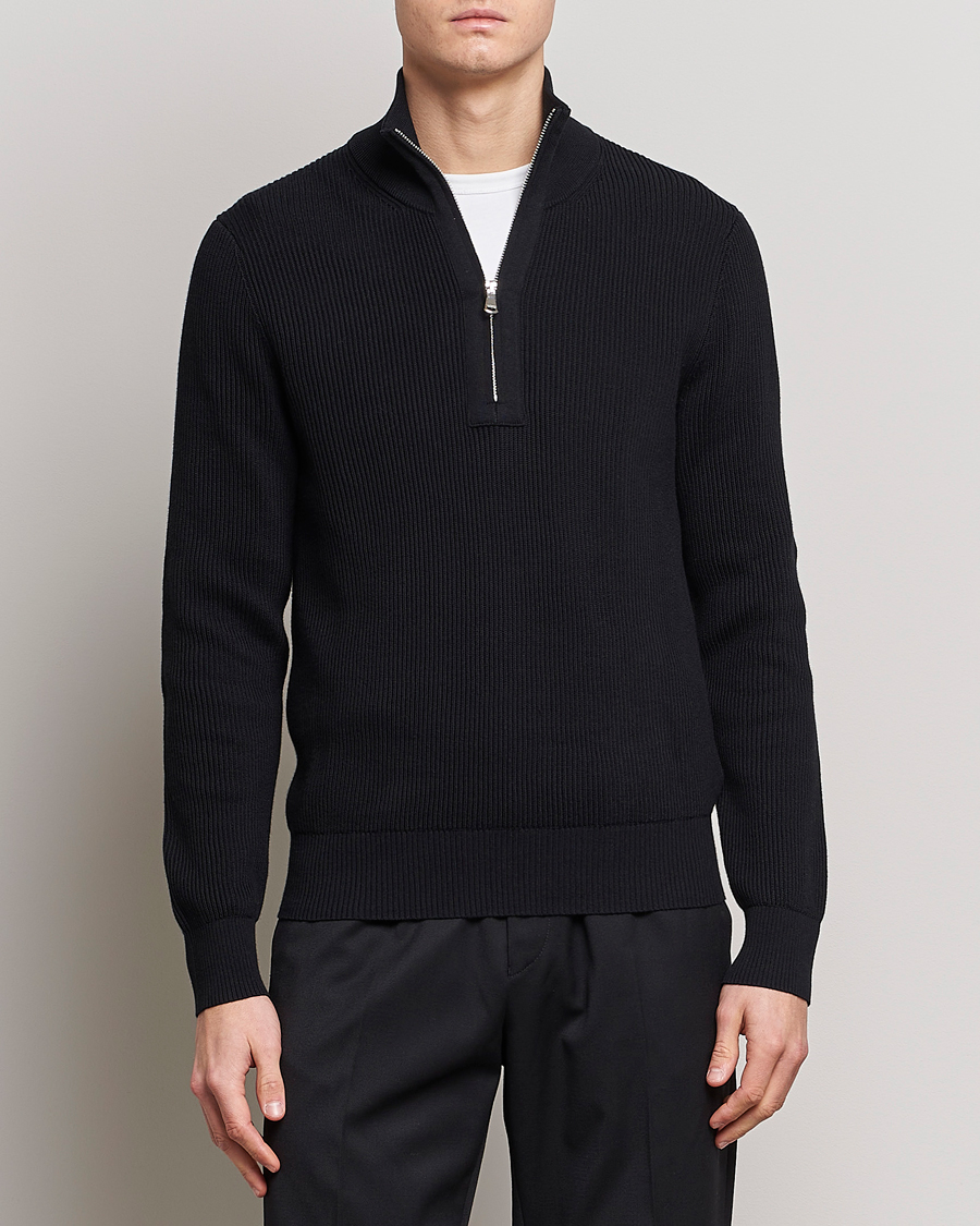Herre | J.Lindeberg | J.Lindeberg | Alex Half Zip Organic Cotton Sweater Black