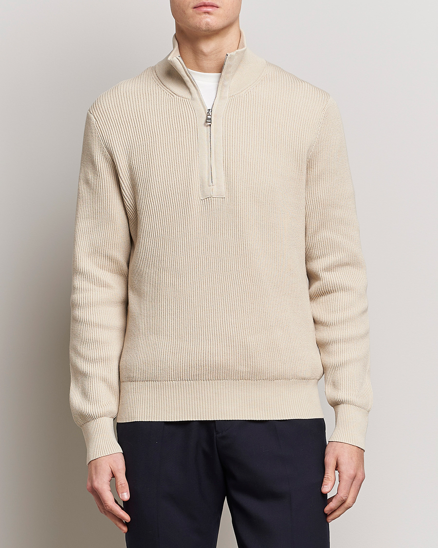 Herre |  | J.Lindeberg | Alex Half Zip Organic Cotton Sweater Turtledove