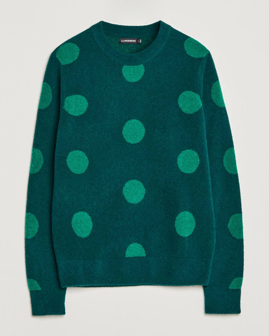 Herre | Gensere | J.Lindeberg | Dotte Hairy Jacquard Crewneck Rain Forest