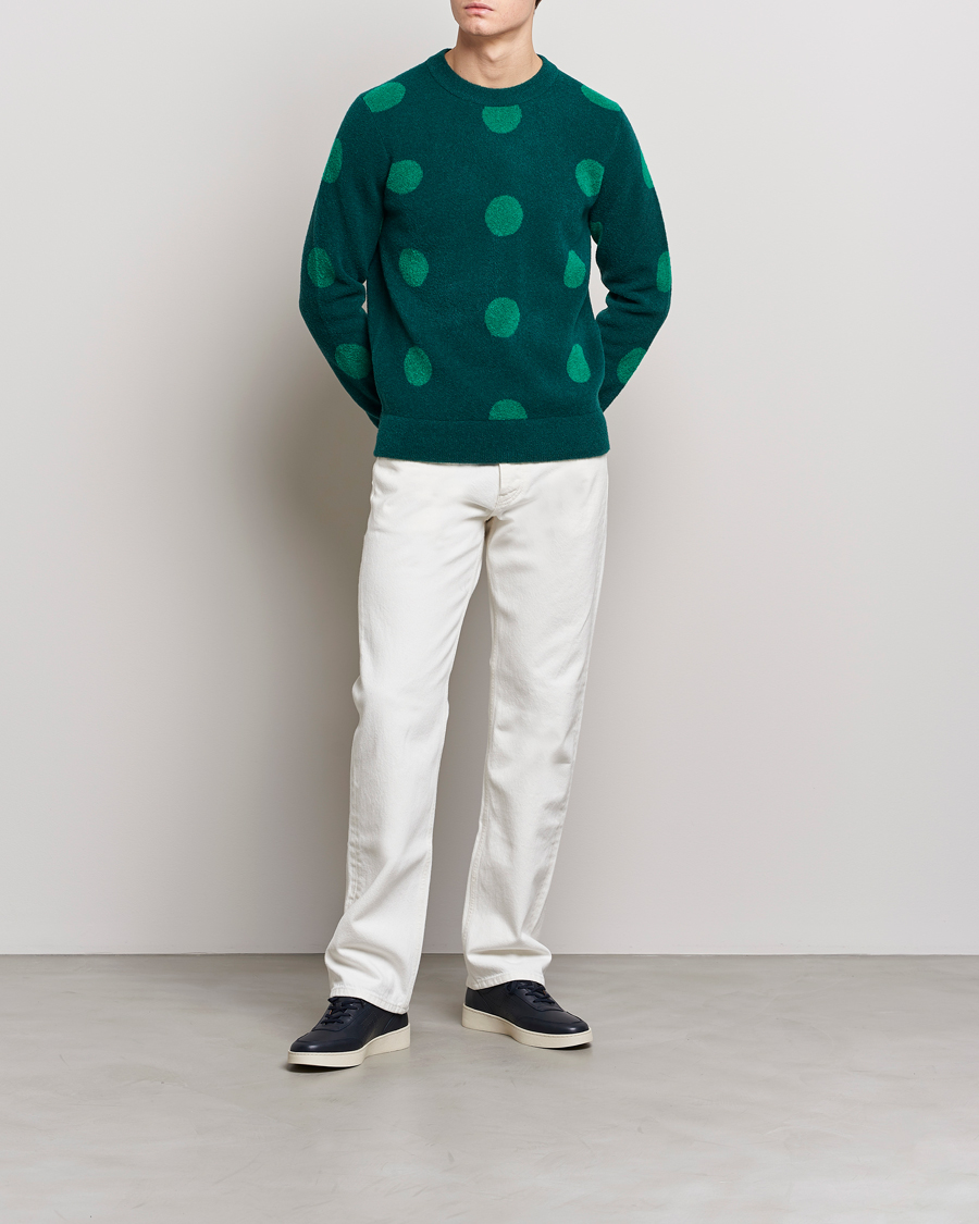 Herre | Gensere | J.Lindeberg | Dotte Hairy Jacquard Crewneck Rain Forest