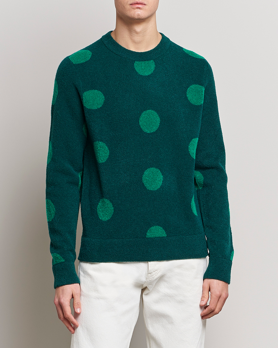 Herre | Gensere | J.Lindeberg | Dotte Hairy Jacquard Crewneck Rain Forest