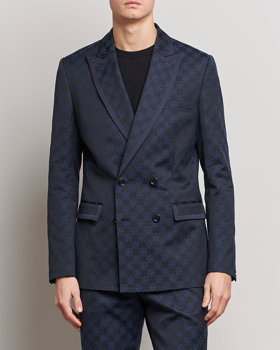 Herre | Dressjakker | J.Lindeberg | Doryl S JL Jacquard Double Breasted Blazer Navy