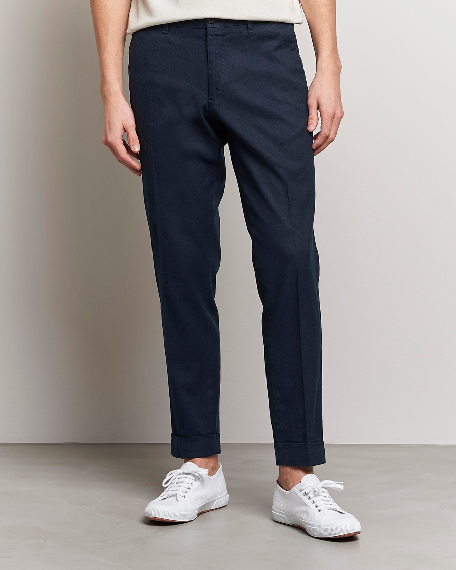 Herre | Bukser | J.Lindeberg | Grant Stretch Cotton/Linen Trousers Navy