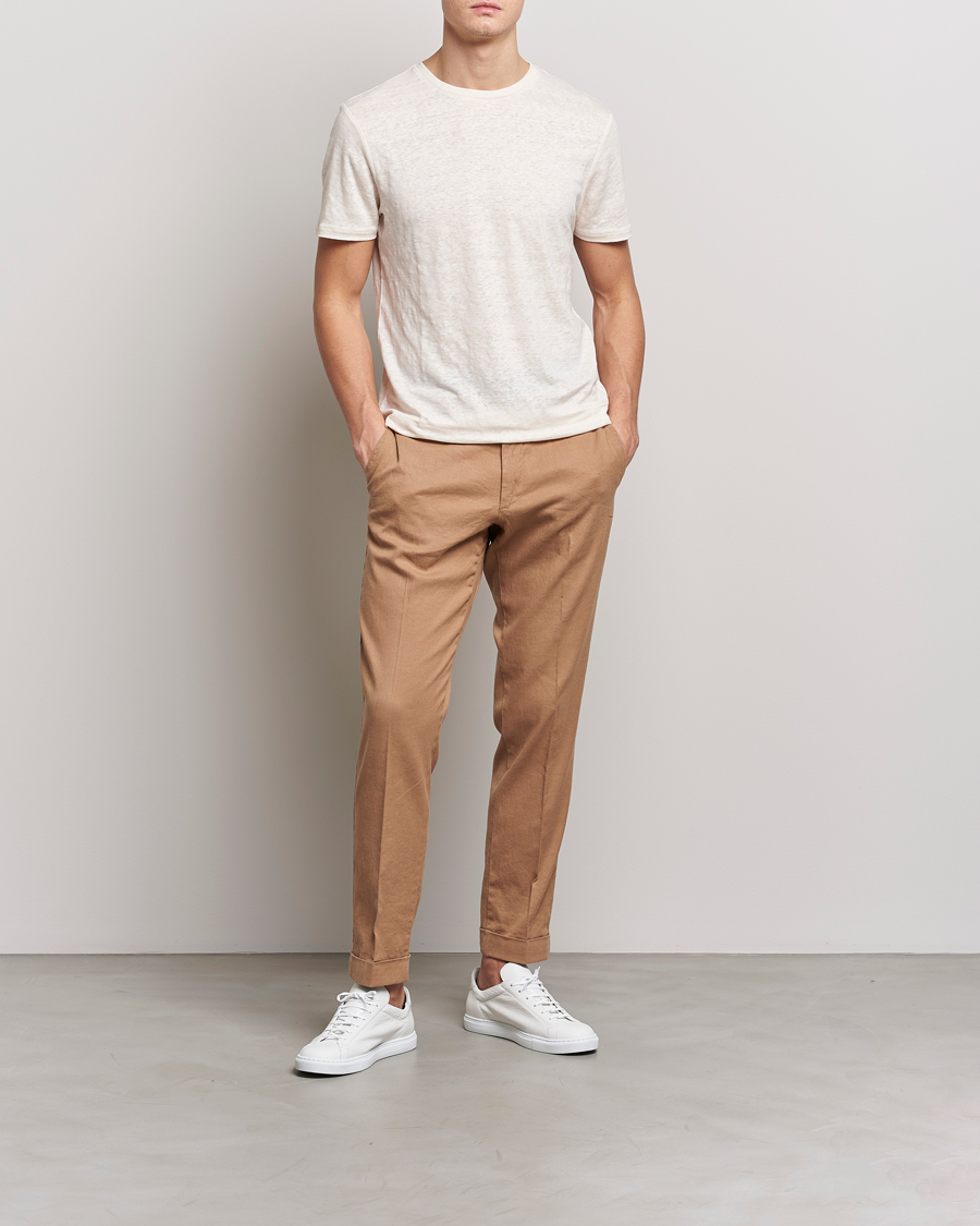 Herre | Bukser | J.Lindeberg | Grant Stretch Cotton/Linen Trousers Tiger Brown