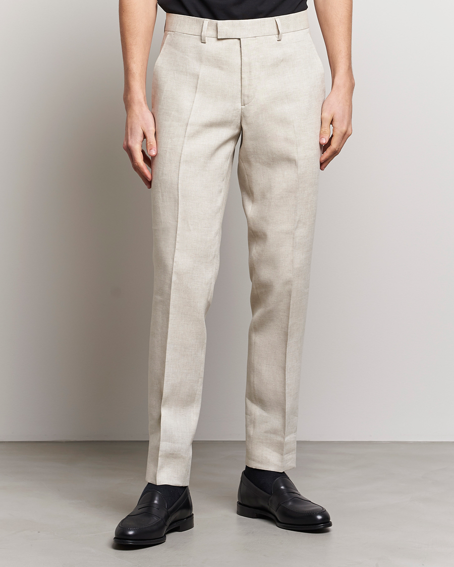 Herre | Bukser | J.Lindeberg | Grant Super Linen Trousers Safari Beige