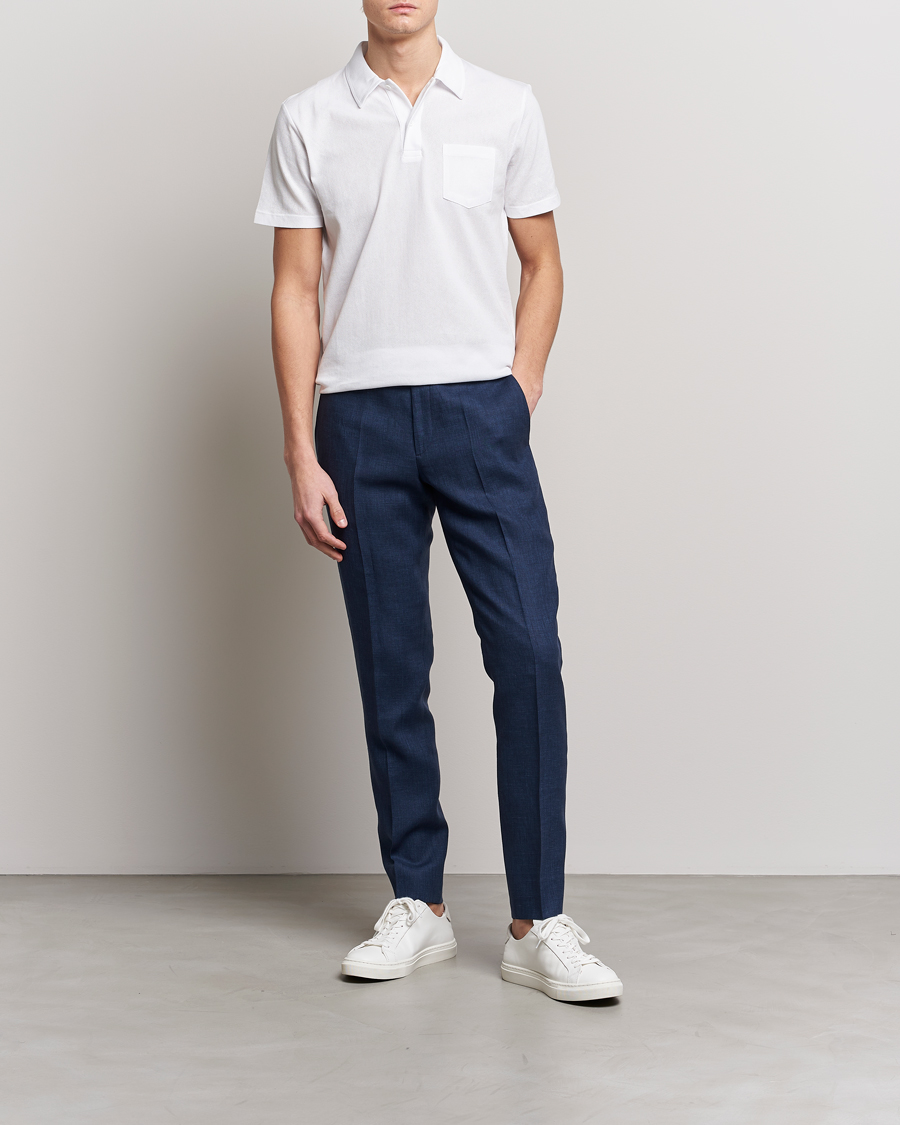 Herre | Bukser | J.Lindeberg | Grant Super Linen Trousers Blue Indigo