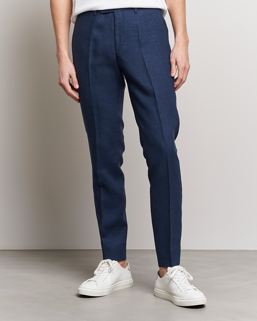 Herre | J.Lindeberg | J.Lindeberg | Grant Super Linen Trousers Blue Indigo