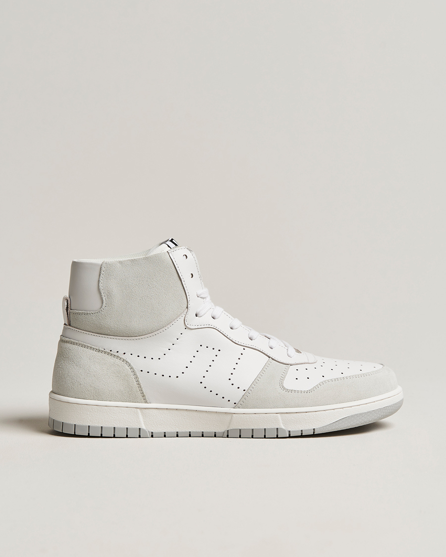 Herre | J.Lindeberg Kane High Top Leather Sneaker White | J.Lindeberg | Kane High Top Leather Sneaker White