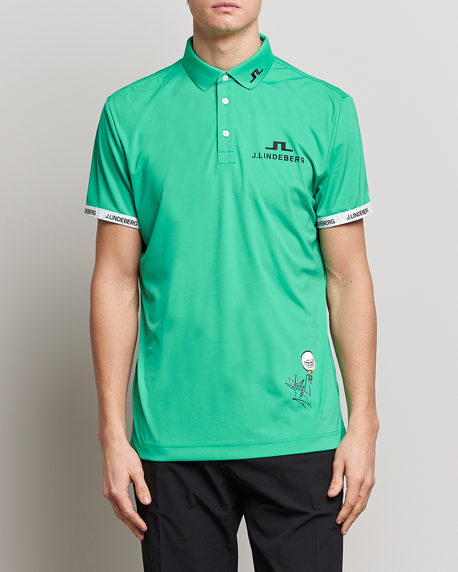 Herre | Pikéer | J.Lindeberg | KV PGA Printed Jersey Polo Blarney Green