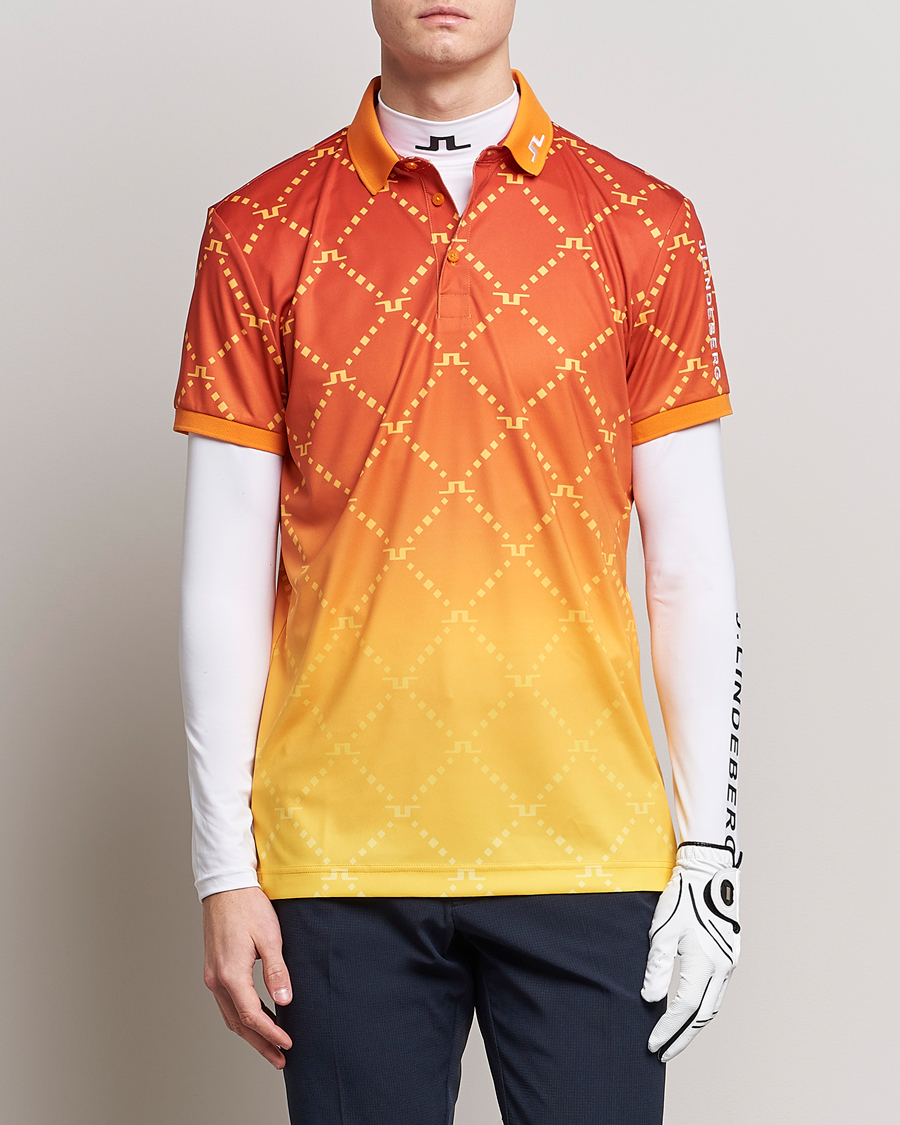 Herre | Pikéer | J.Lindeberg | Tour Tech Regular Fit Printed Polo Sunset Fade