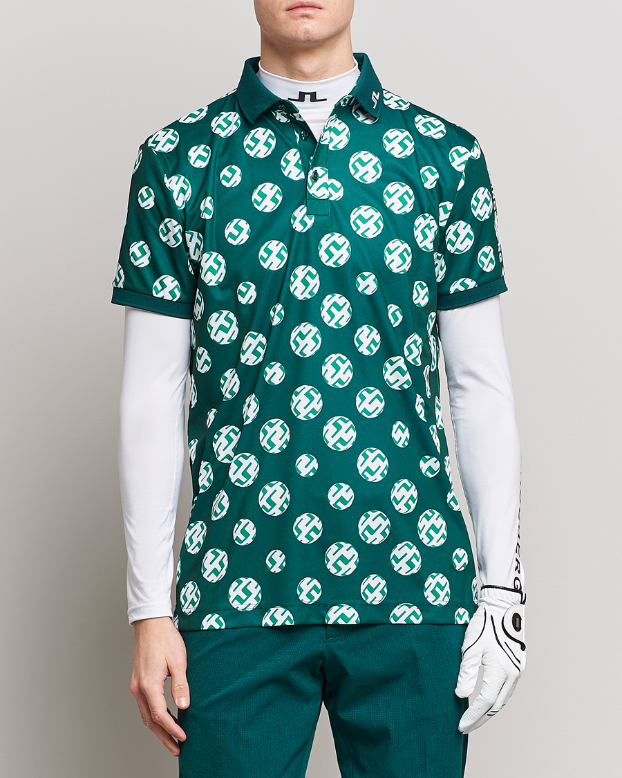 Herre | Pikéer | J.Lindeberg | Tour Tech Regular Fit Printed Polo Rain Forest