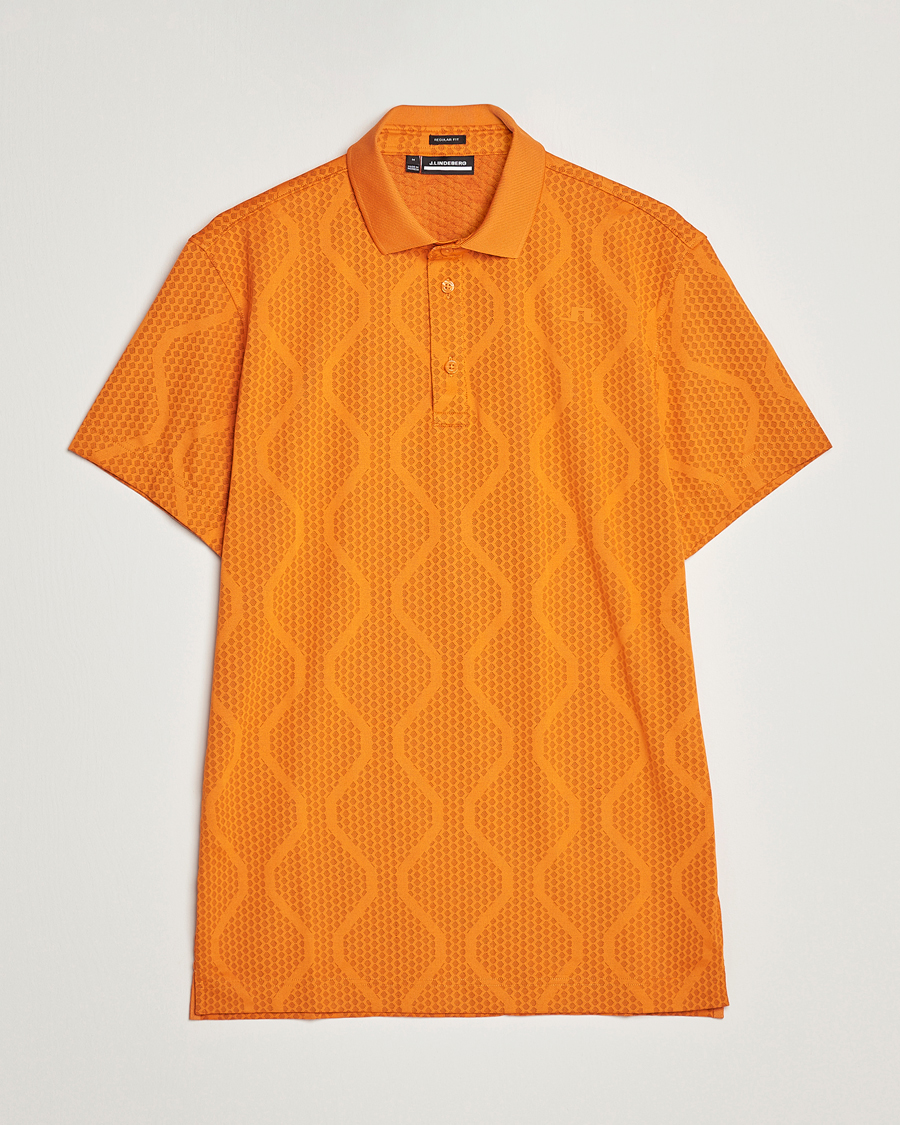 Herre | Pikéer | J.Lindeberg | Mat Jacquard Regular Fit Polo Russet Orange
