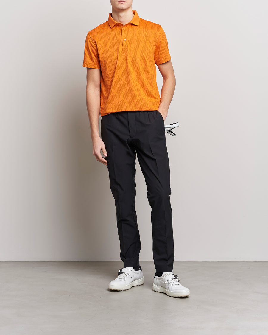 Herre | Pikéer | J.Lindeberg | Mat Jacquard Regular Fit Polo Russet Orange