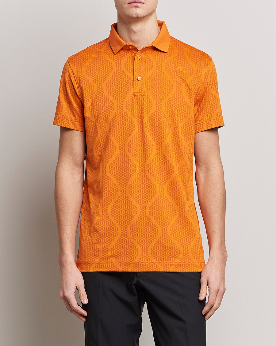 Herre | Pikéer | J.Lindeberg | Mat Jacquard Regular Fit Polo Russet Orange