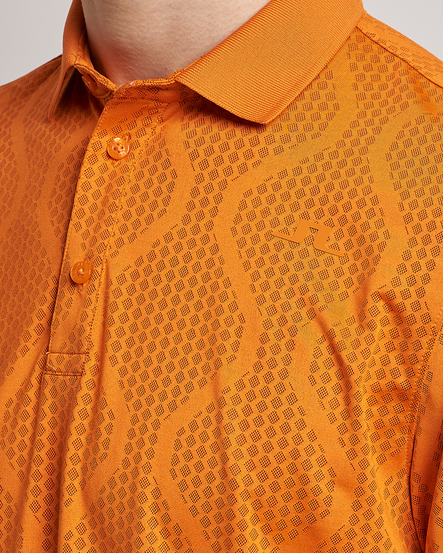 Herre | Pikéer | J.Lindeberg | Mat Jacquard Regular Fit Polo Russet Orange