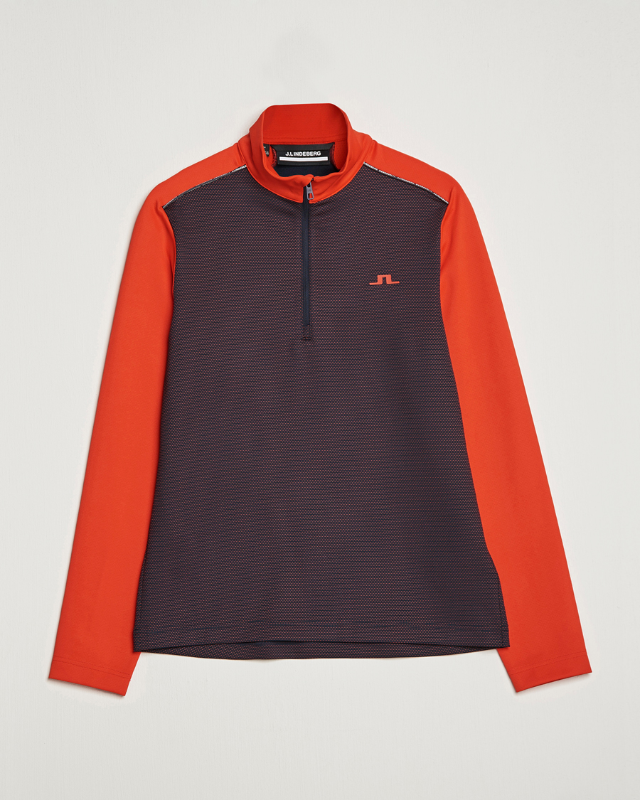 Herre | Gensere | J.Lindeberg | Terry Mid Layer Half Zip Fiery Red
