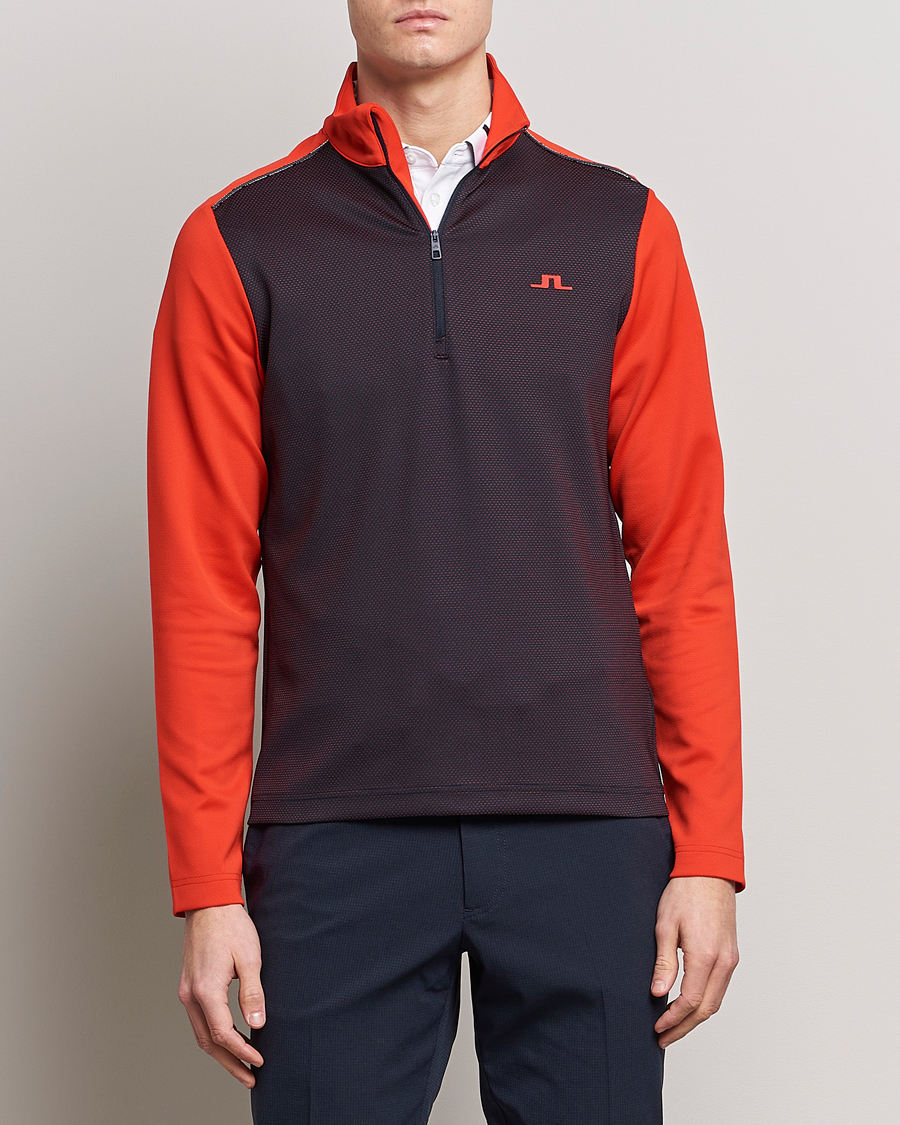 Herre | Gensere | J.Lindeberg | Terry Mid Layer Half Zip Fiery Red