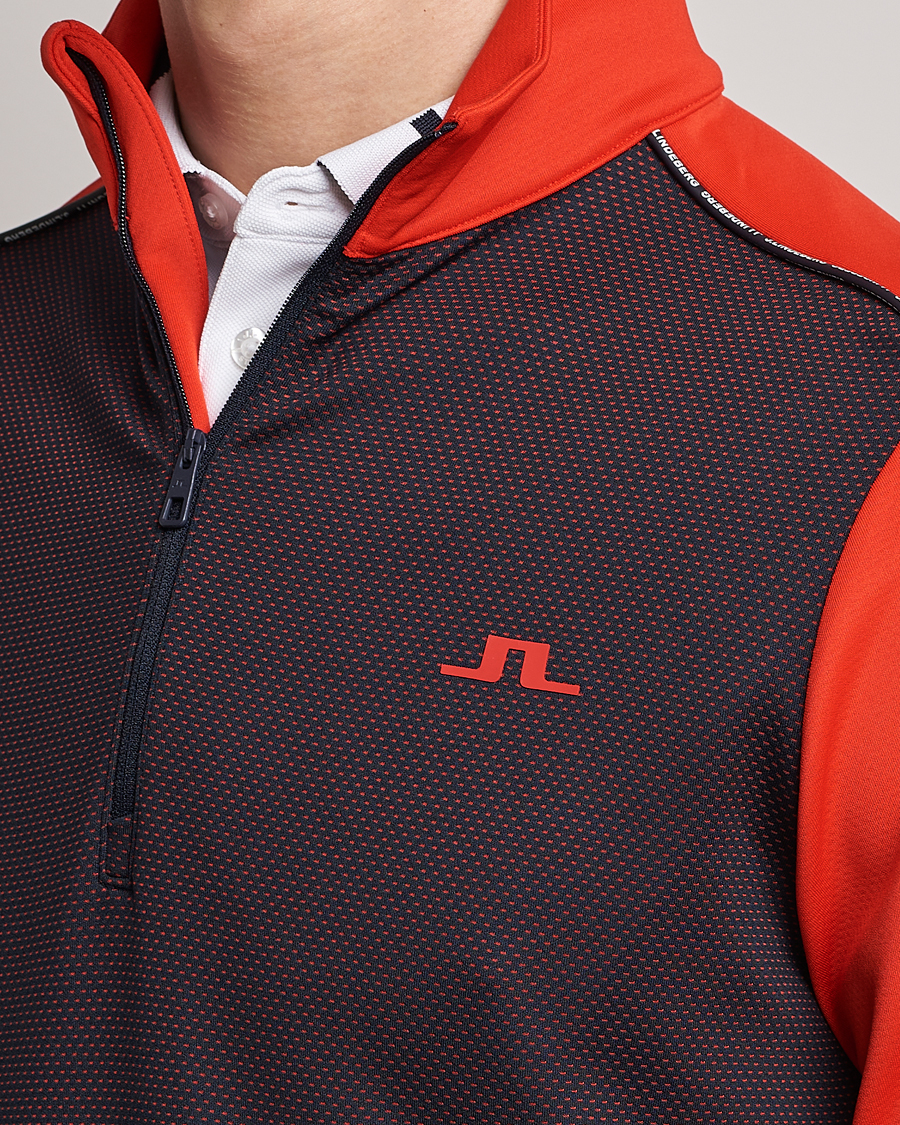 Herre | Gensere | J.Lindeberg | Terry Mid Layer Half Zip Fiery Red