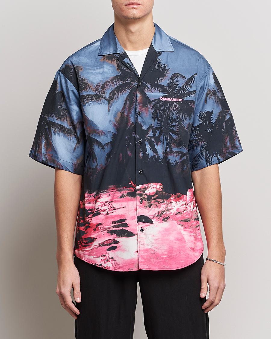 Herre | Kortermede skjorter | Dsquared2 | Palm Tree Bowling Shirt Purple