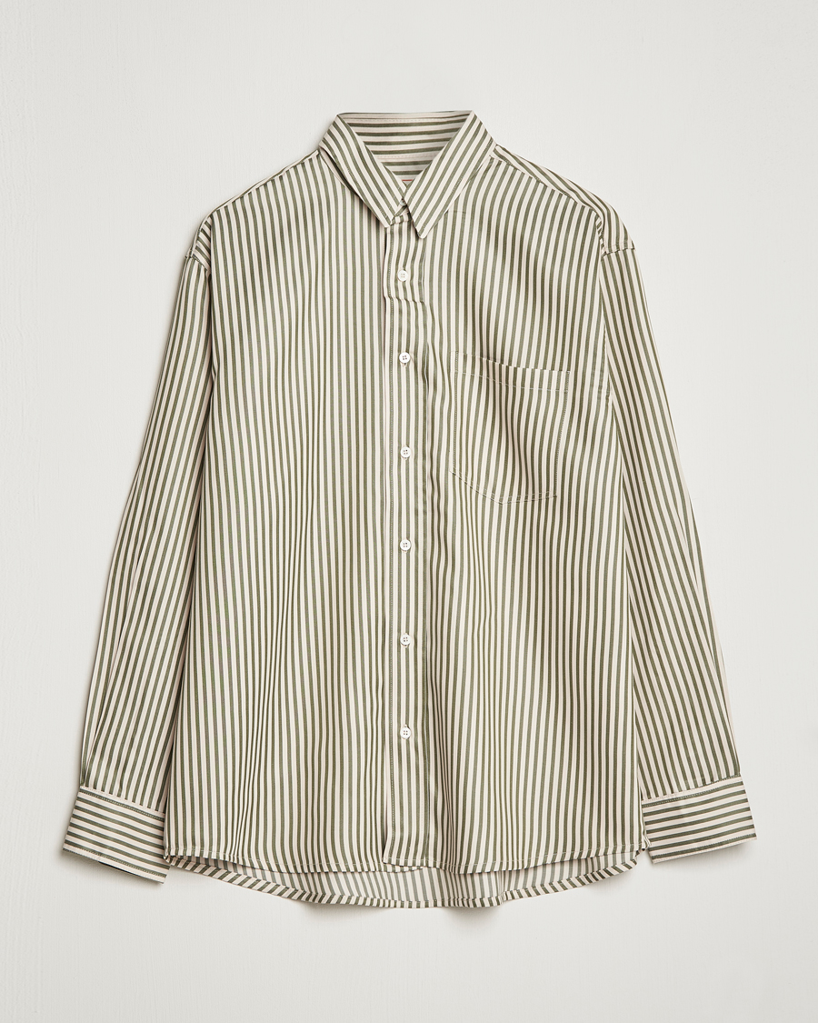 Herre | Skjorter | Jeanerica | Come Tencel Striped Shirt Green/White