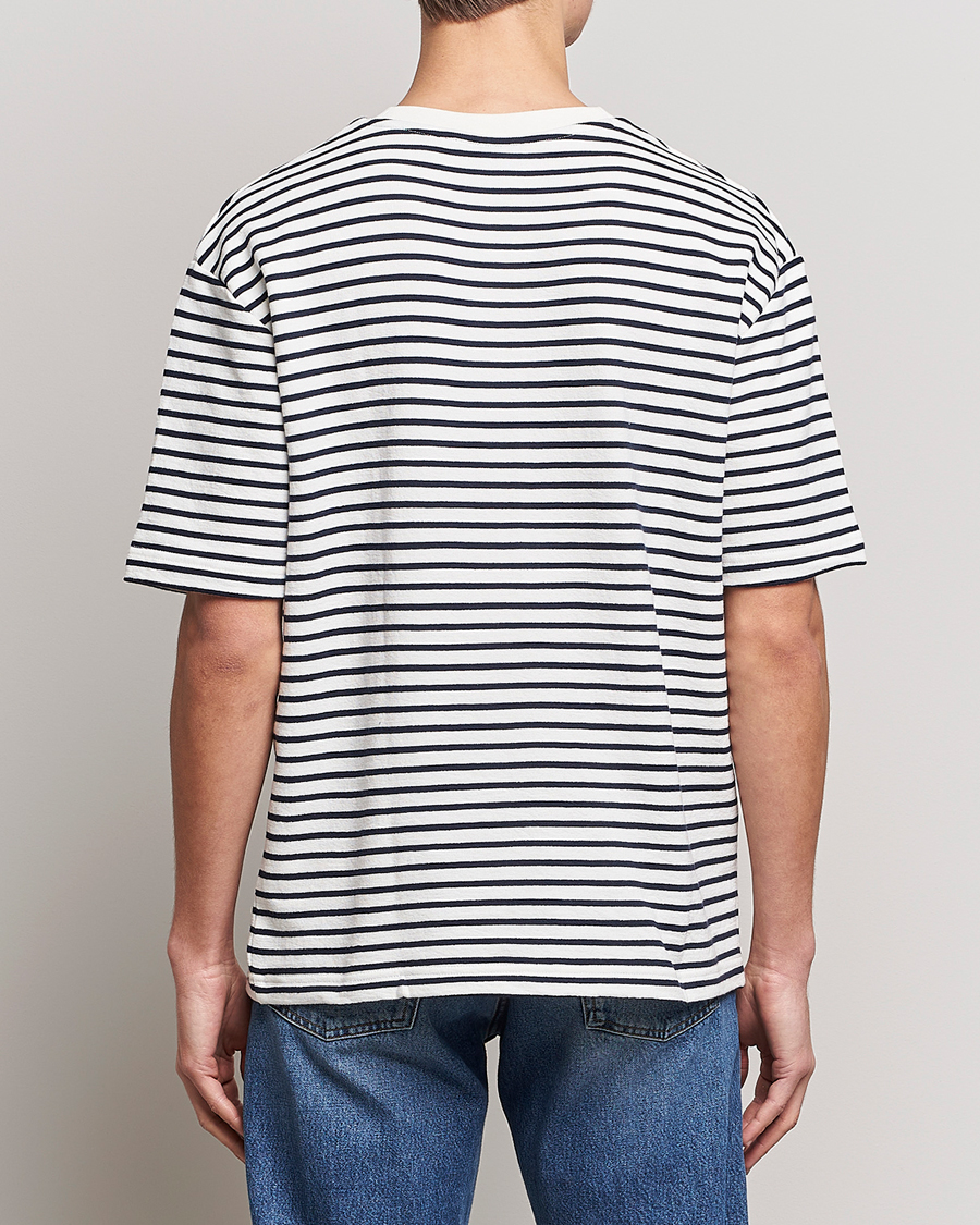 Herre | T-Shirts | GANT | Stripe Heavy Tee Eavning Blue