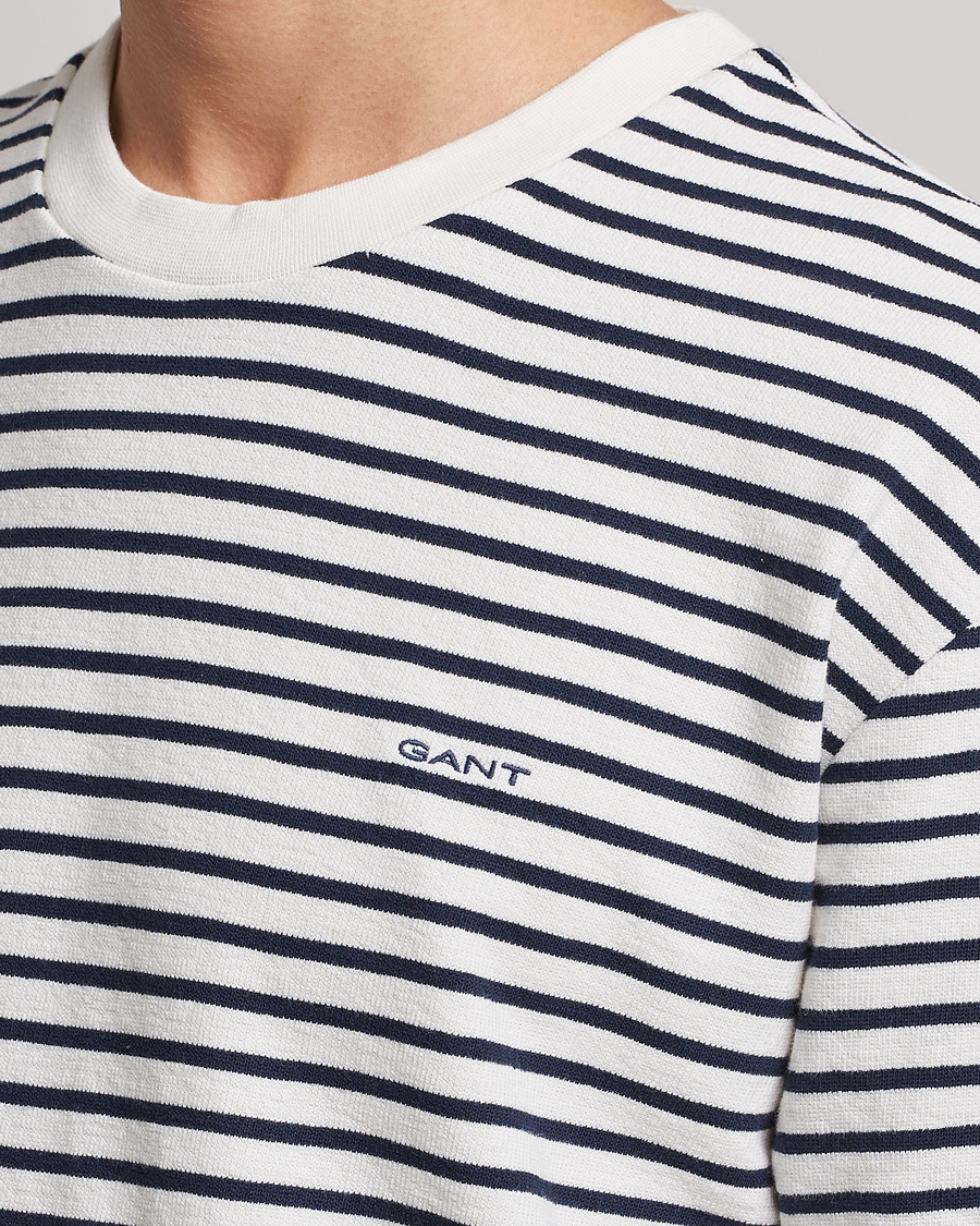 Herre | T-Shirts | GANT | Stripe Heavy Tee Eavning Blue