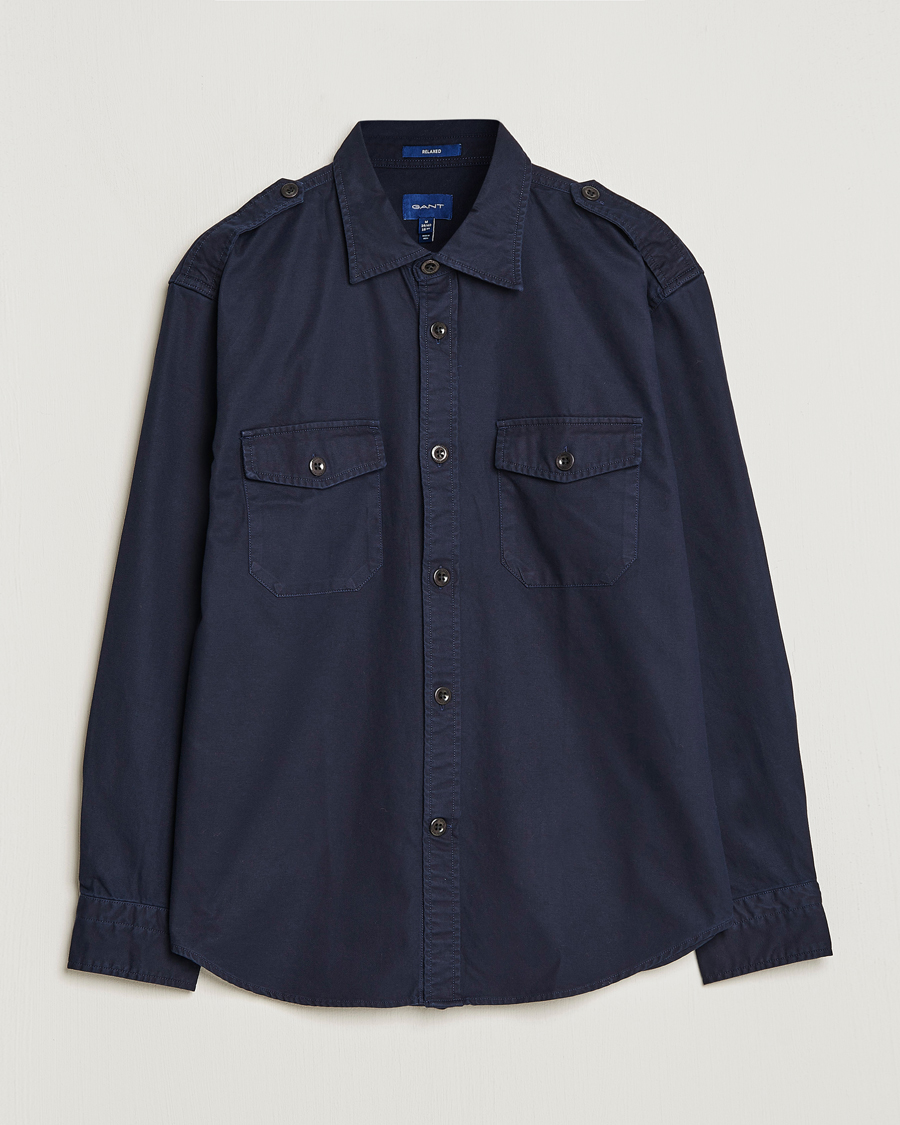 Herre | Skjorter | GANT | Solid Twill Overshirt Evening Blue