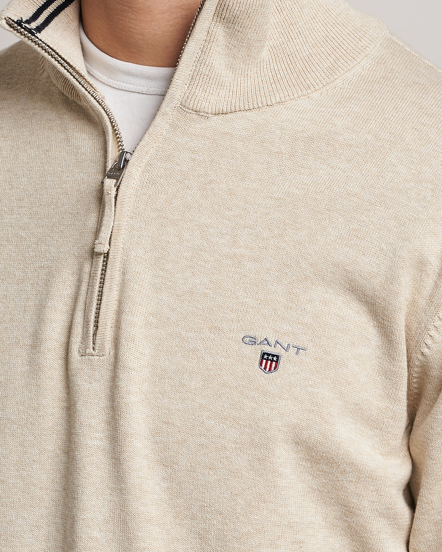 Herre | Gensere | GANT | Classic Cotton Half Zip Ocra Melange