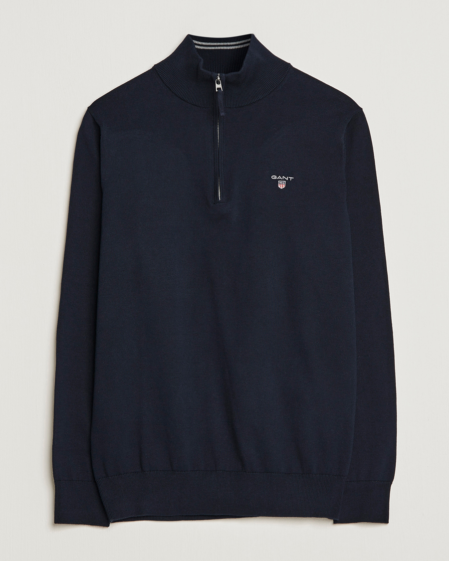 Herre | Gensere | GANT | Classic Cotton Half-Zip Sweater Evening Blue
