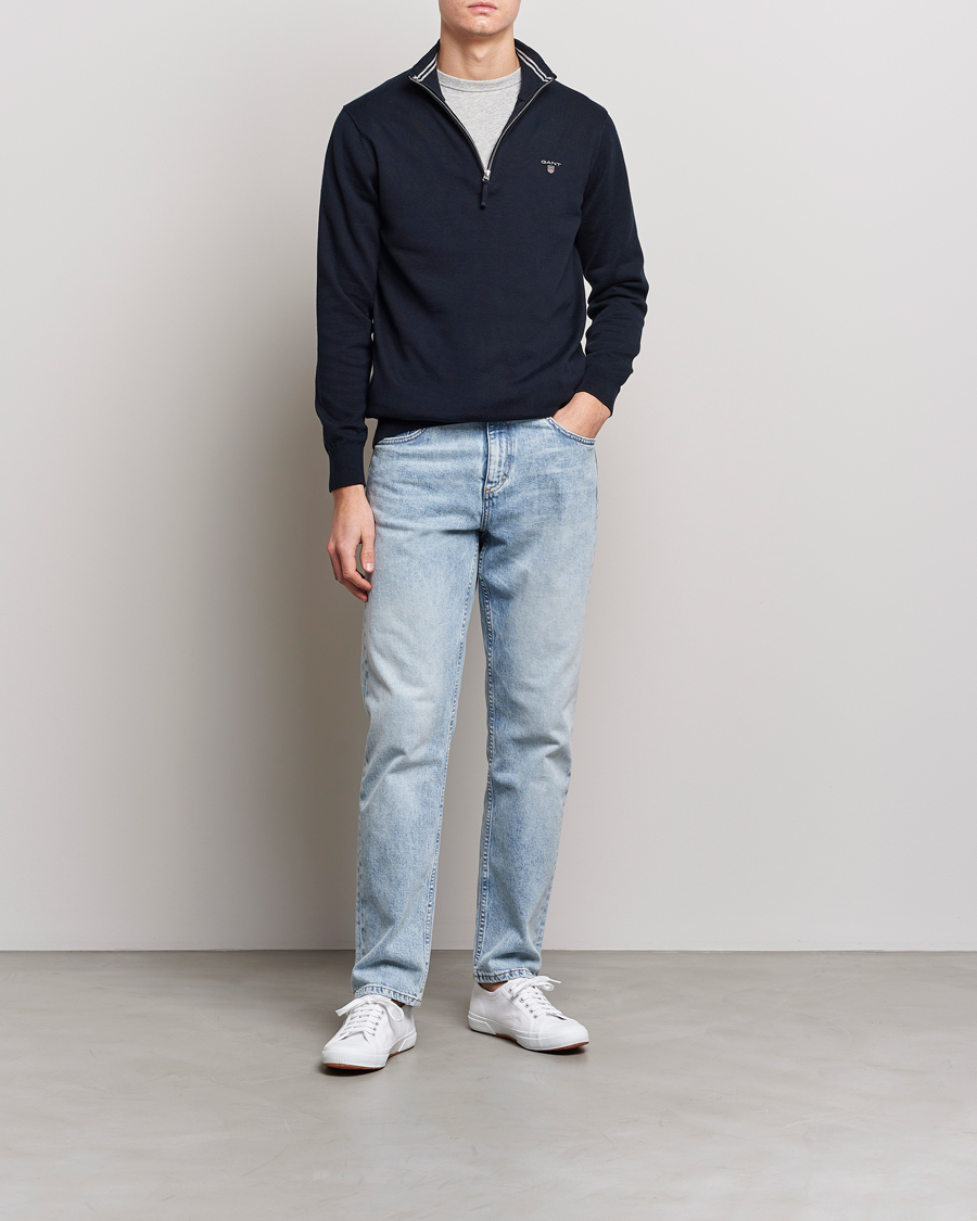 Herre | Gensere | GANT | Classic Cotton Half-Zip Sweater Evening Blue