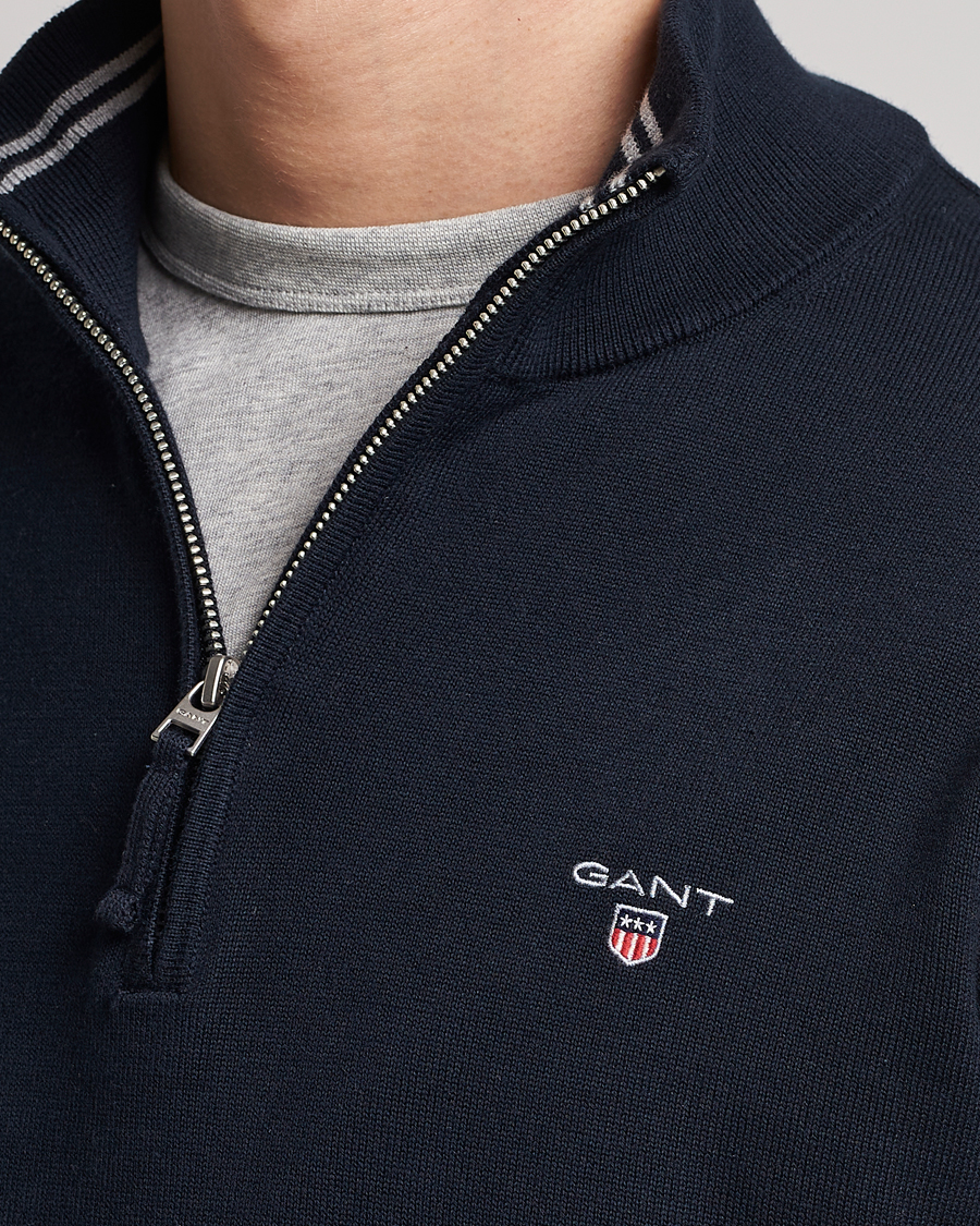 Herre | Gensere | GANT | Classic Cotton Half-Zip Sweater Evening Blue