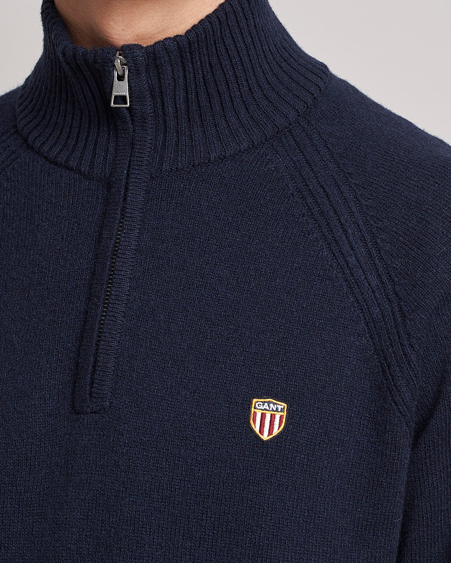 Herre | Gensere | GANT | Banner Shield Lambswool Half Zip Eavning Blue