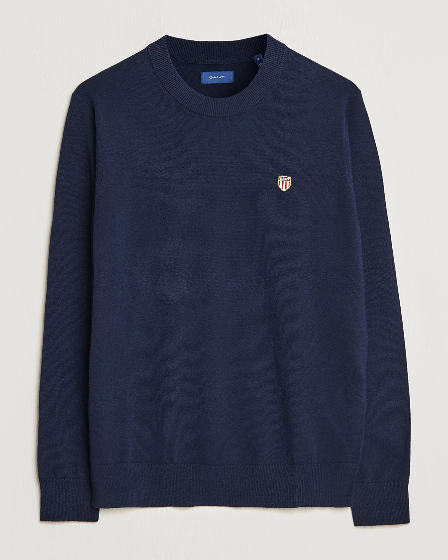 Herre | Gensere | GANT | Banner Shield Lambswool Crew Neck Eavning Blue