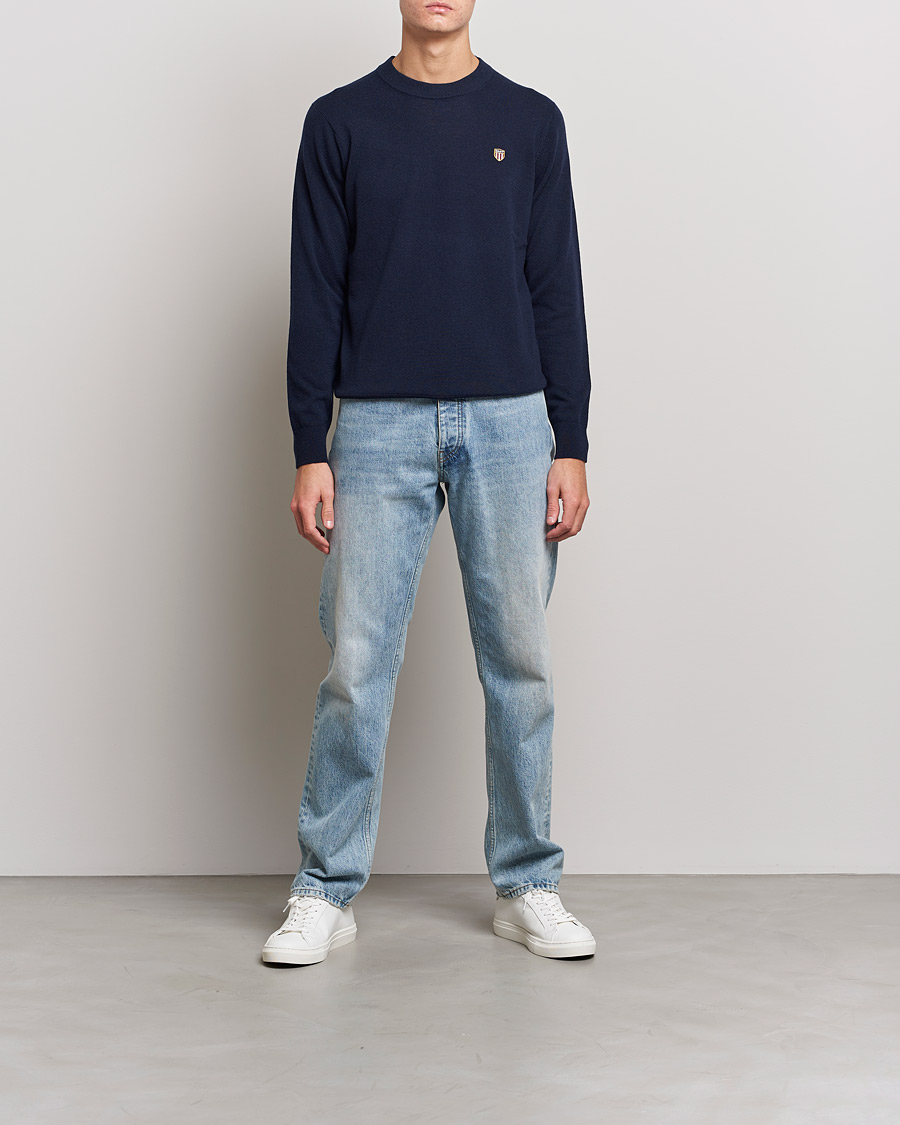 Herre | Gensere | GANT | Banner Shield Lambswool Crew Neck Eavning Blue