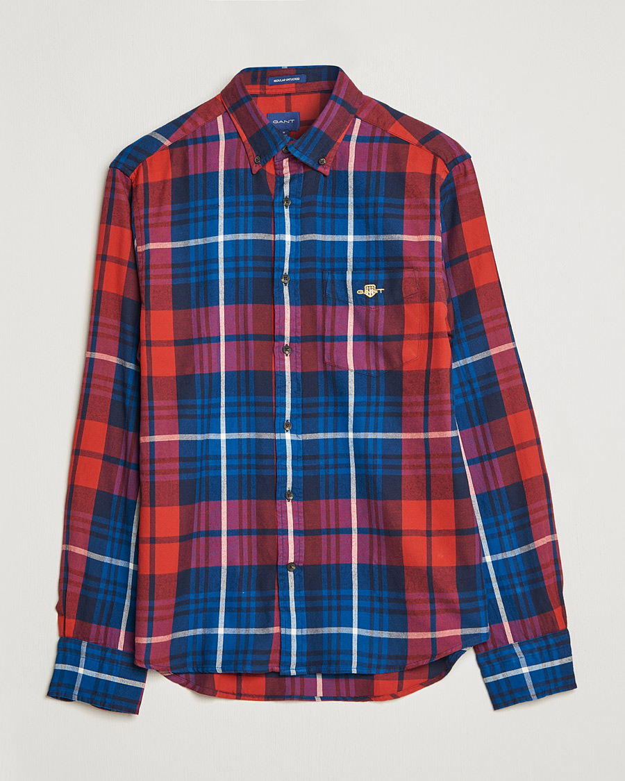 Herre | Skjorter | GANT | Regular Plaid Flannel Shirt Ruby Red