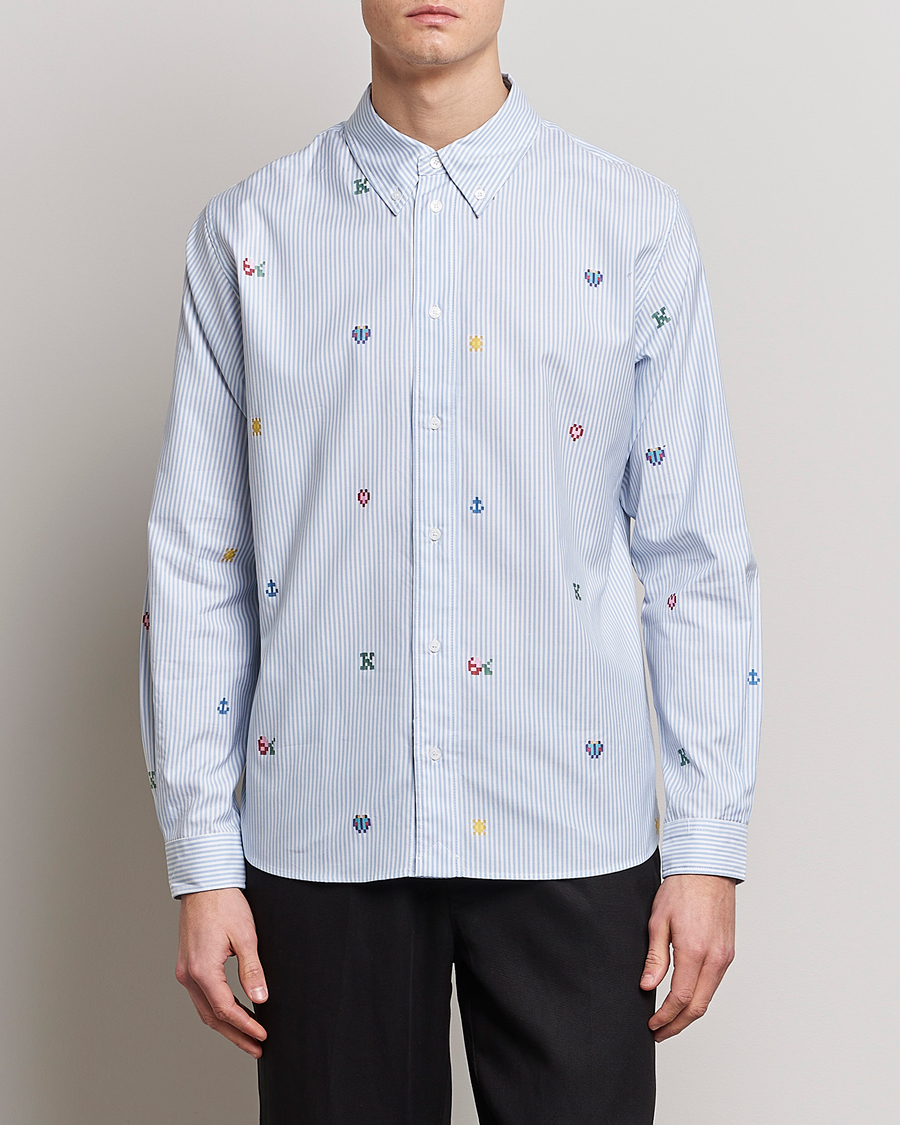 Herre |  | KENZO | Pixel Striped Casual Shirt Light Blue