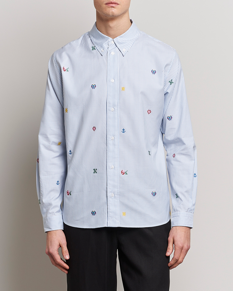 Herre | Skjorter | KENZO | Pixel Striped Casual Shirt Light Blue