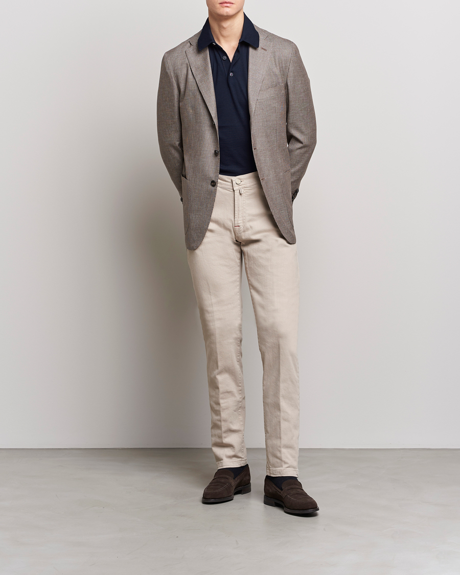 Herre | Dressjakker | Kiton | Wool Houndstooth Blazer Beige