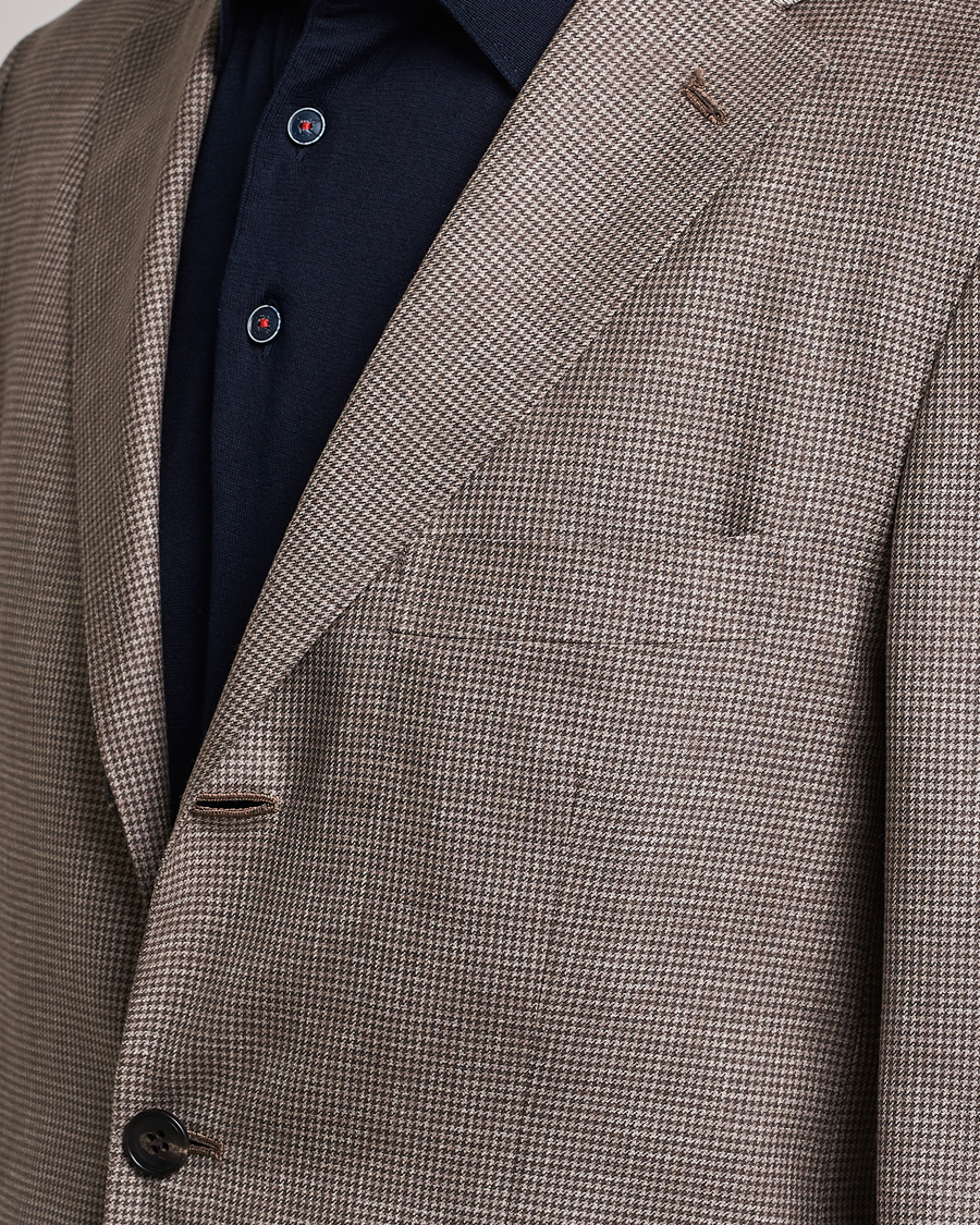 Herre | Dressjakker | Kiton | Wool Houndstooth Blazer Beige