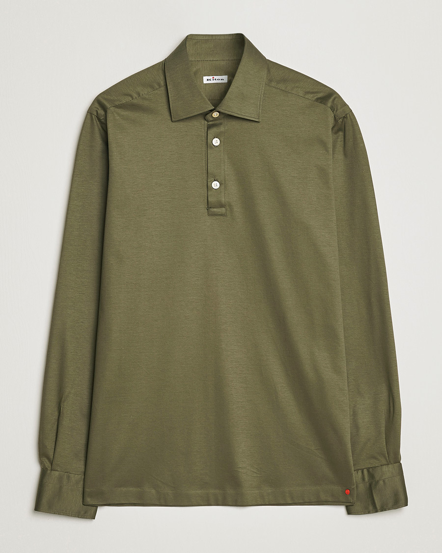 Herre | Skjorter | Kiton | Popover Shirt Dark Olive