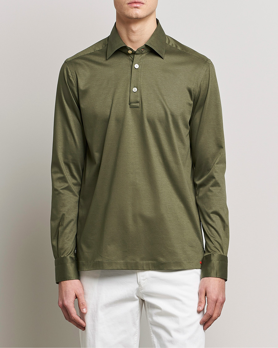 Herre | Pikéskjorter | Kiton | Popover Shirt Dark Olive