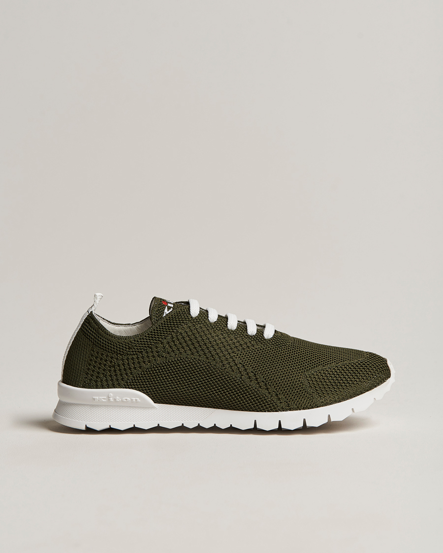 Herre | Kiton Mesh Running Sneakers Dark Olive | Kiton | Mesh Running Sneakers Dark Olive