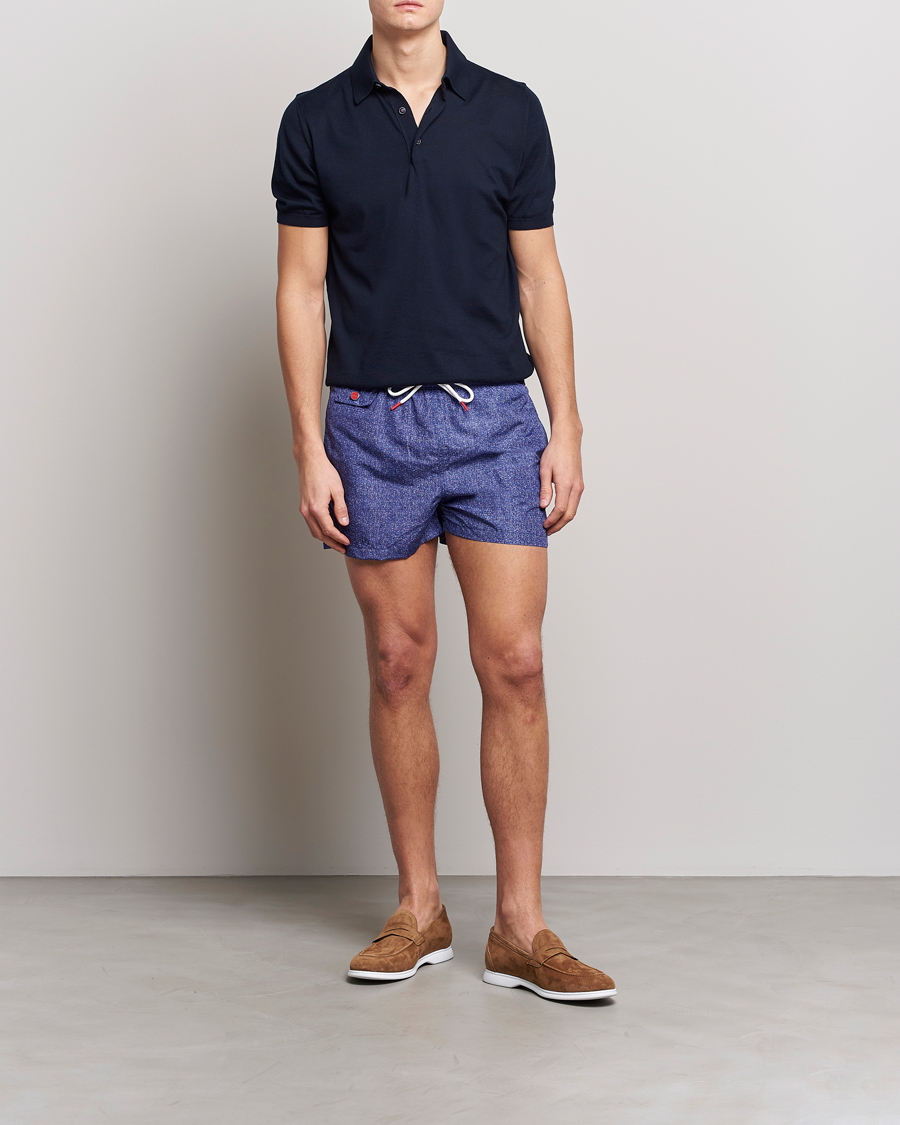 Herre | Badeshorts | Kiton | Printed Swim Trunks Navy Melange