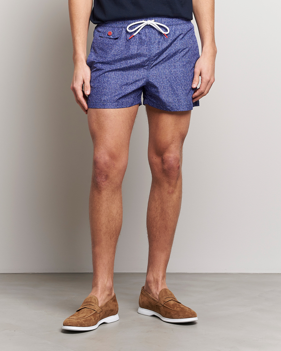 Herre | Badeshorts | Kiton | Printed Swim Trunks Navy Melange